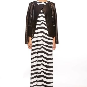 RACHAEL ZOE black white wave stripe maxi dress s10